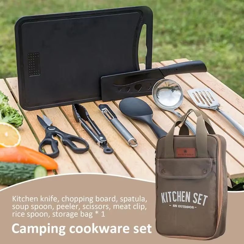 8pcs 캠핑 주방 조리기구 세트 휴대용 가방 야외 여 - Outdoor Hunting Kitchen 리뷰 및 가격