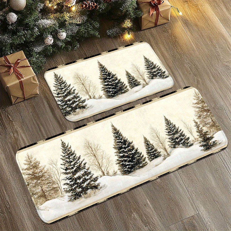 VIKAMA 크리스마스 카펫 겨울 눈 풍경 소나무 눈  - Hunting Outdoor Rug 리뷰 및 가격